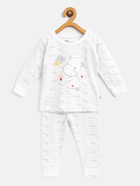

Gini and Jony Girls White & Grey Printed T-shirt with Joggers