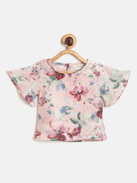 

Gini and Jony Girls Peach-Coloured Printed Top, Pink