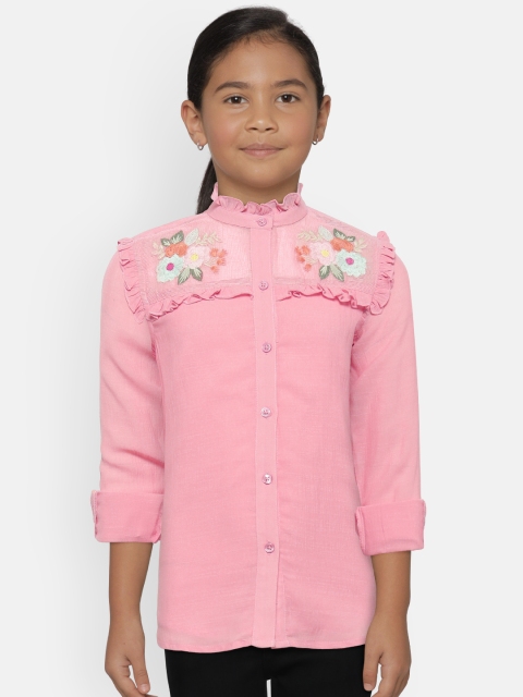 

Gini and Jony Girls Pink Regular Fit Solid Casual Shirt