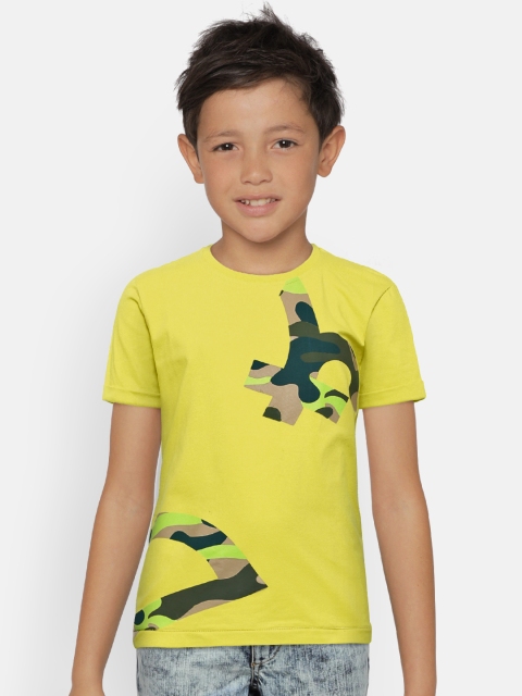 

Gini and Jony Boys Lime Green Printed Round Neck T-shirt