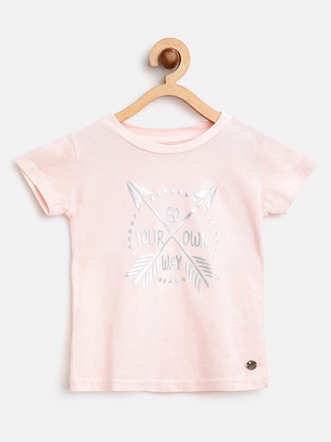 

Gini and Jony Girls Pink Printed Round Neck T-shirt