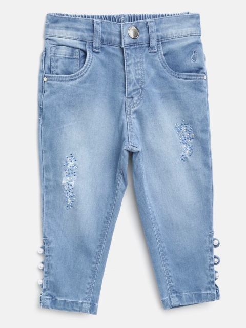 

Gini and Jony Girls Blue Regular Fit Mid-Rise Low Distress Stretchable Jeans