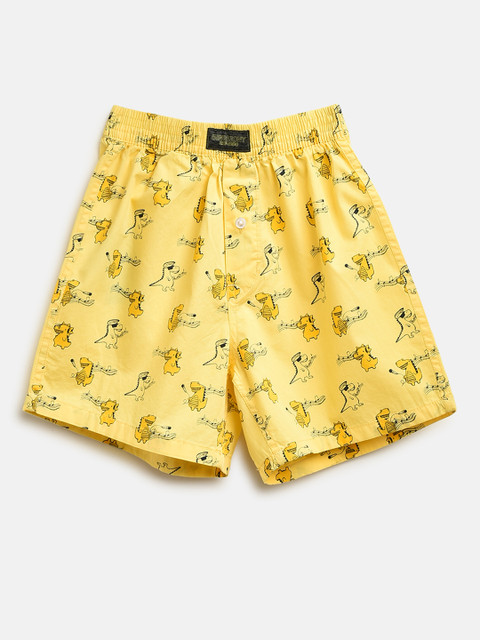 

Gini and Jony Boys Yellow Printed Pure Cotton Boxers