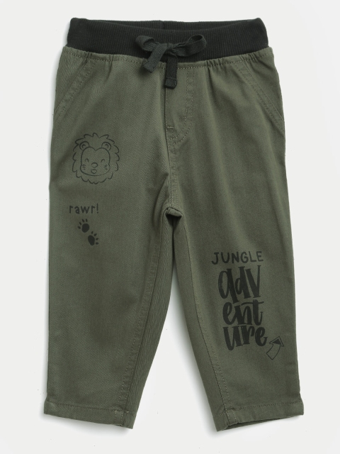

Gini and Jony Boys Olive Green Regular Fit Printed Regular Trousers