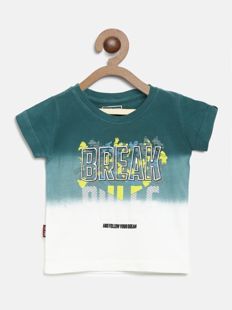 

Gini and Jony Boys Green & White Printed Round Neck T-shirt