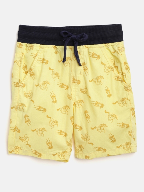 

Gini and Jony Boys Yellow Printed Regular Fit Shorts