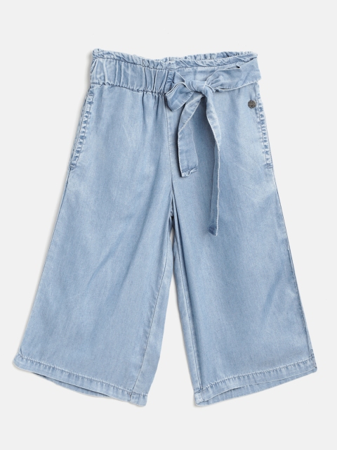 

Gini and Jony Girls Blue Regular Fit Solid Chambray Culottes