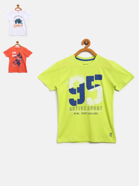 

Gini and Jony Boys Pack of 3 Printed T-shirts, Lime green
