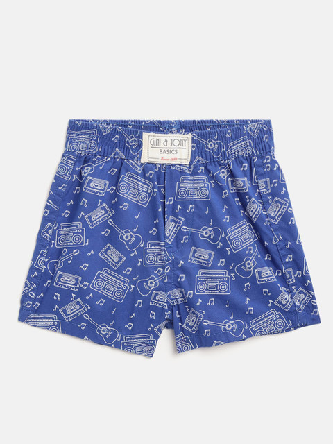 

Gini & Jony Boys Blue & White Printed Pure Cotton Boxers 121246521436 C606