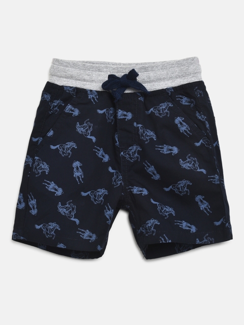 

Gini and Jony Boys Navy Printed Regular Fit Shorts, Navy blue