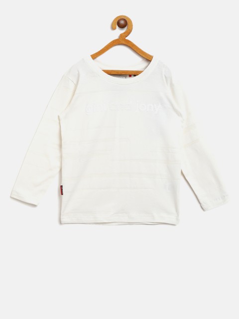 

Gini and Jony Boys White Striped Round Neck T-shirt