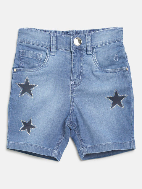 Gini and Jony Girls Blue Washed Regular Fit Chambray Capris