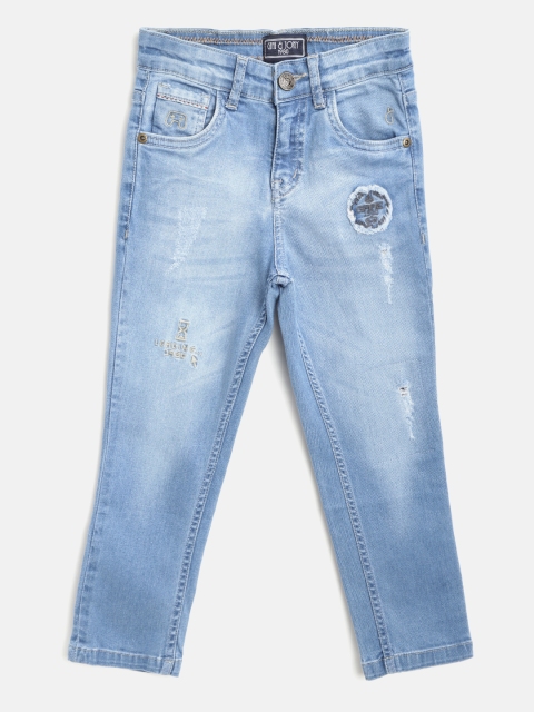 

Gini and Jony Boys Blue Slim Fit Mid-Rise Low Distress Stretchable Jeans
