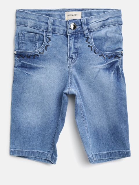 

Gini and Jony Girls Blue Washed Denim Regular Fit Capris
