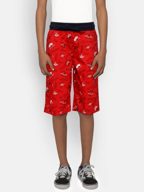 

Gini and Jony Boys Red & Navy Printed Regular Fit Shorts