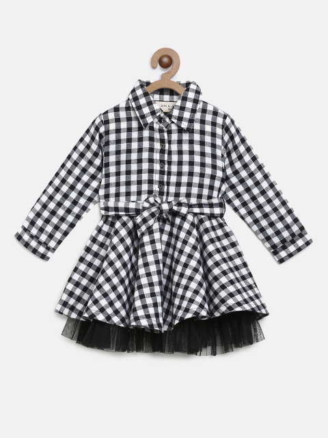 

Gini and Jony Girls Black & White Checked Shirt Dress