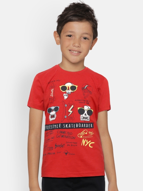 

Gini and Jony Boys Red Printed Round Neck T-shirt