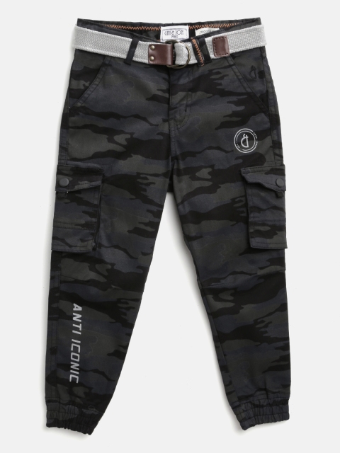 

Gini and Jony Boys Navy Blue & Charcoal Grey Camouflage Print Cargos