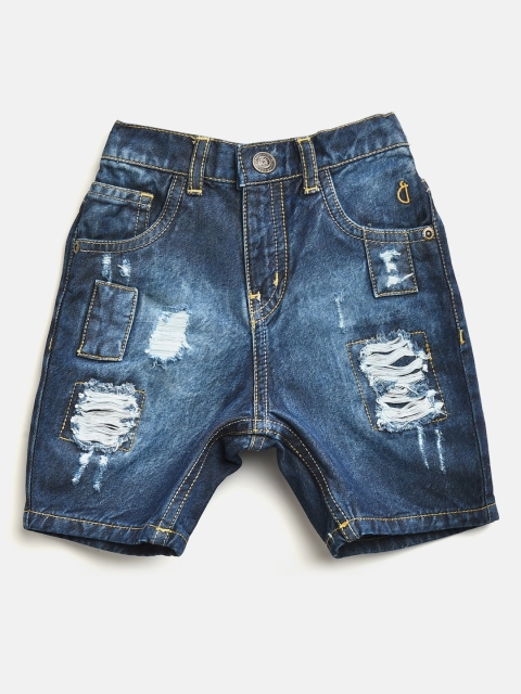 

Gini and Jony Boys Navy Washed Distressed Denim Shorts, Navy blue