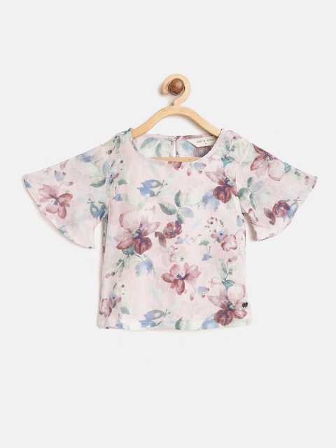 

Gini and Jony Girls Pink & Green Floral Print Top with Inner