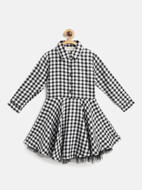

Gini and Jony Girls Black & White Checked Fit & Flare Dress