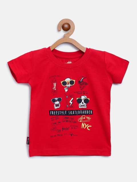 

Gini and Jony Boys Red & Black Printed Round Neck T-shirt