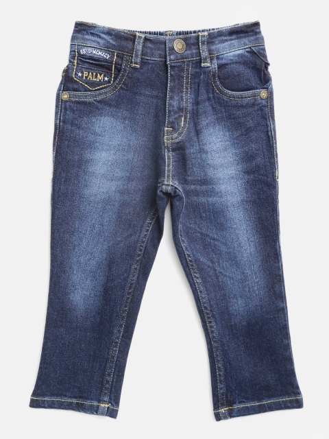 

Palm Tree Boys Navy Regular Fit Mid-Rise Clean Look Stretchable Jeans, Navy blue