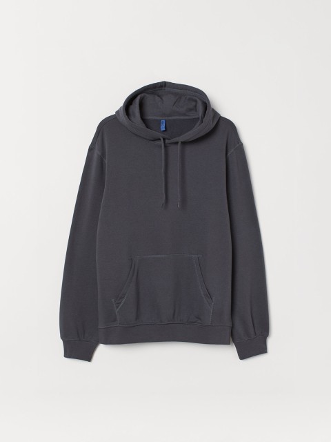 

H&M Men Grey Solid Hooded Top