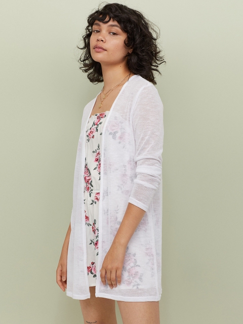 

H&M Women White Loose-Knit Cardigan
