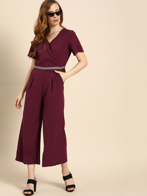

DressBerry Women Maroon Solid Basic Jumpsuit
