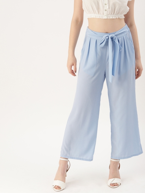 

DressBerry Women Blue Regular Fit Solid Parallel Trousers