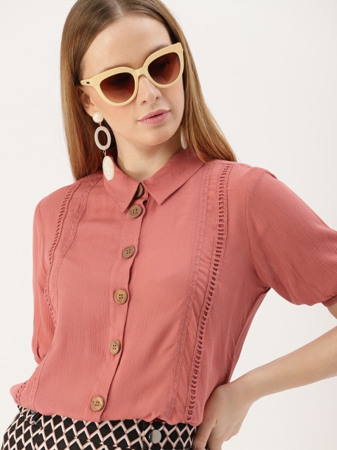 

DressBerry Women Rust Red Solid Shirt Style Top