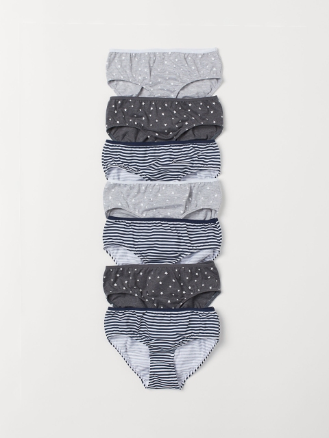 

H&M Girls 7 Pack Cotton Briefs 0625216022, Grey