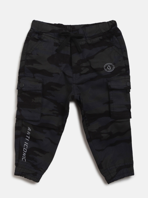 

Gini and Jony Boys Navy Blue & Charcoal Grey Regular Fit Printed Cargo Joggers