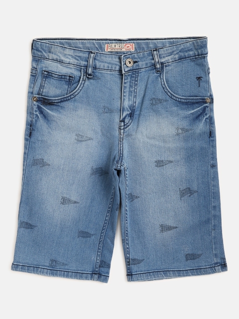 

Palm Tree Boys Blue & Black Washed & Printed Denim Shorts