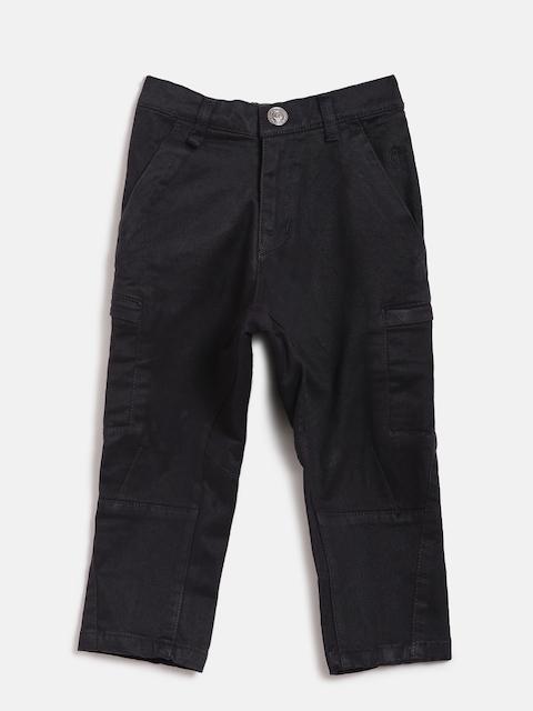 Gini and Jony Boys Black Regular Fit Solid Trousers