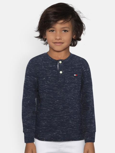 

Tommy Hilfiger Boys Navy Blue Solid Henley Neck T-shirt