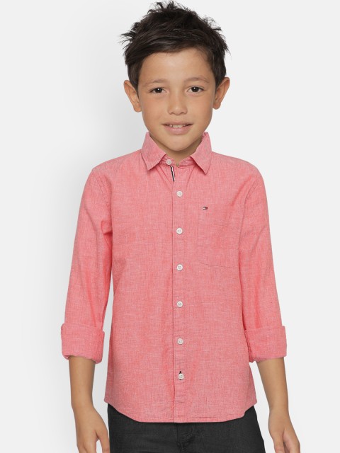

Tommy Hilfiger Boys Pink Regular Fit Solid Casual Shirt