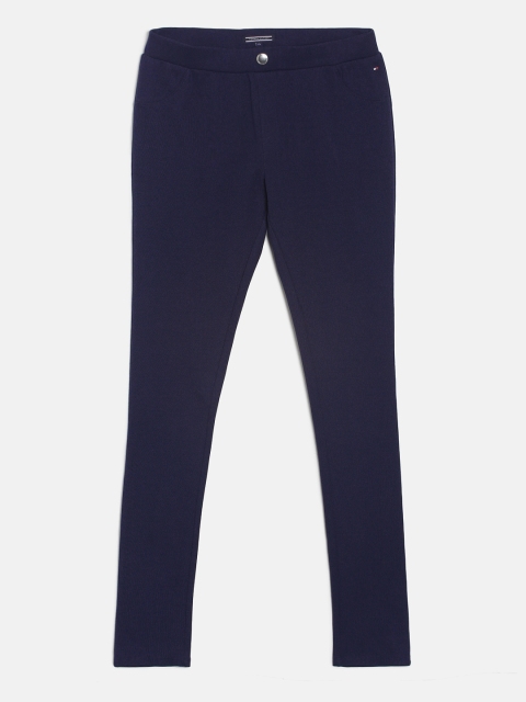 

Tommy Hilfiger Girls Navy Blue Solid Treggings