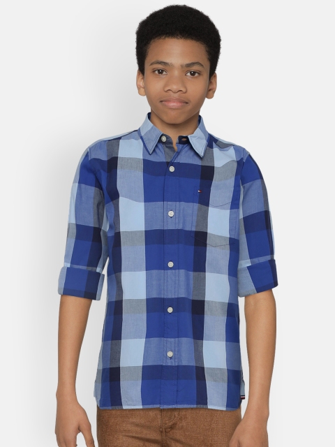 

Tommy Hilfiger Boys Blue Regular Fit Checked Casual Shirt