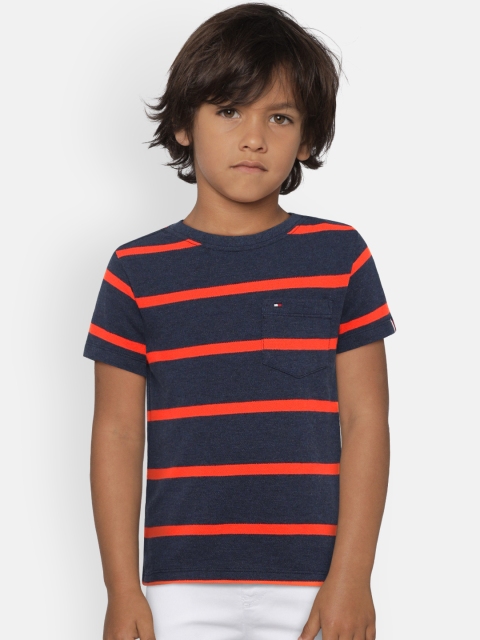 

Tommy Hilfiger Boys Blue & Red Striped Round Neck T-shirt