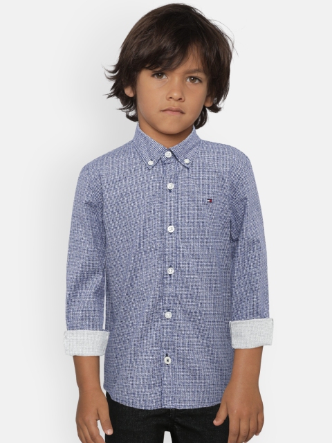 

Tommy Hilfiger Boys Blue & Off-White Regular Fit Printed Casual Shirt
