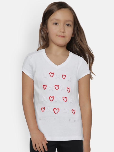 

Tommy Hilfiger Girls White & Red Sequinned Round Neck T-shirt