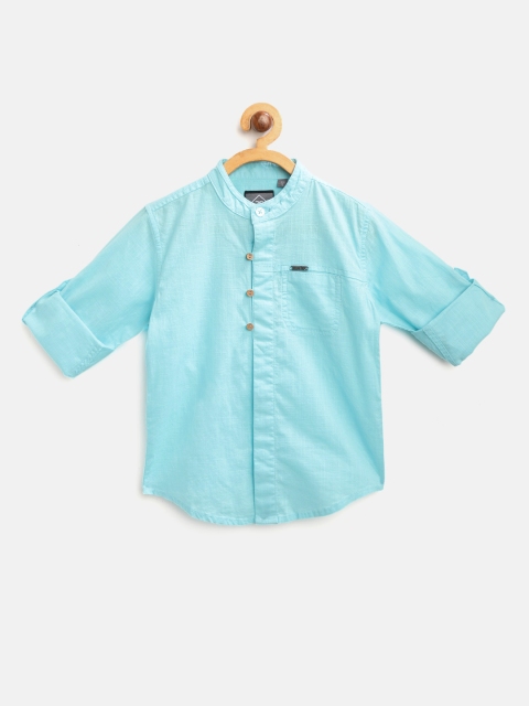 

Palm Tree Boys Blue Regular Fit Solid Casual Shirt