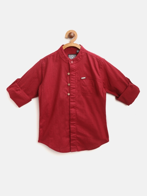 

Palm Tree Boys Maroon Regular Fit Solid Casual Shirt