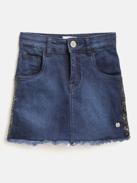 

Gini and Jony Girl Navy Blue Denim Straight Skirt