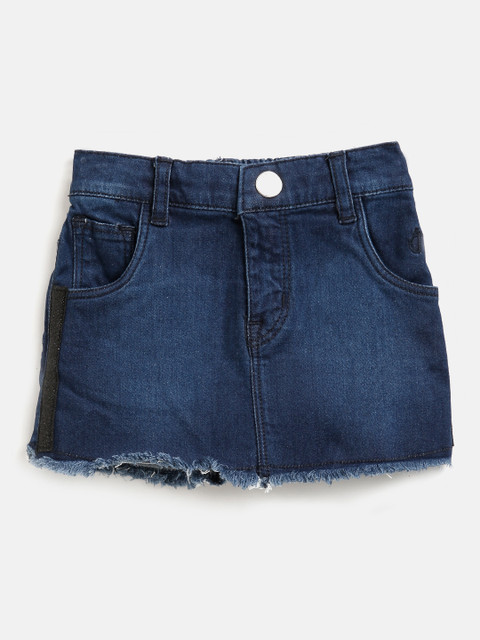 

Gini and Jony Girls Navy Blue Washed Denim Straight Skirt