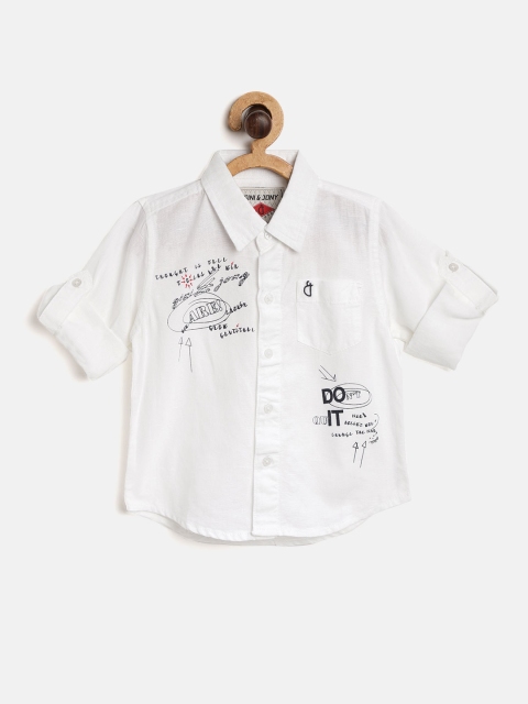 

Gini and Jony Boys White Regular Fit Printed Casual Shirt