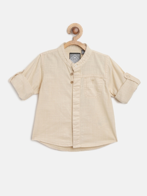 

Palm Tree Boys Beige Regular Fit Solid Casual Shirt