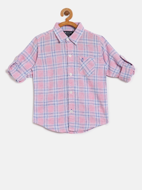 

Gini and Jony Boys Pink & Blue Regular Fit Checked Casual Shirt